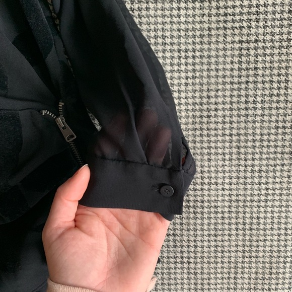 All saints sheer sleeve, deep v, velvet formal top - Picture 4 of 4